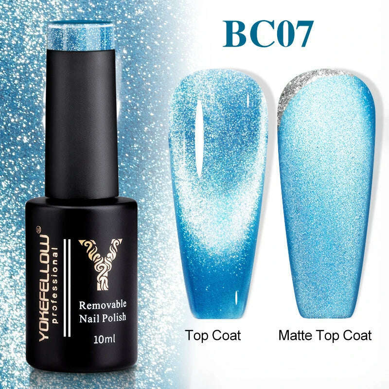 YOKEFELLOW 10ml 9D Cat Magnetic Gel Polish Semi Permanent Soak Off Rainbow Glitter Nail Gel Polish UV Gel Varnish For Manicure