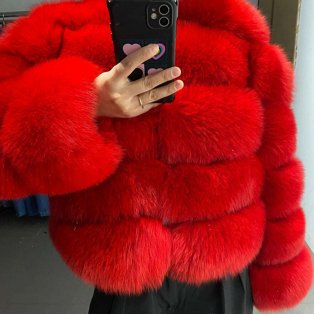 YOLOAgain Real Fox Fur Jacket Women 2024 Winter Outerwear Fox Fur Coat