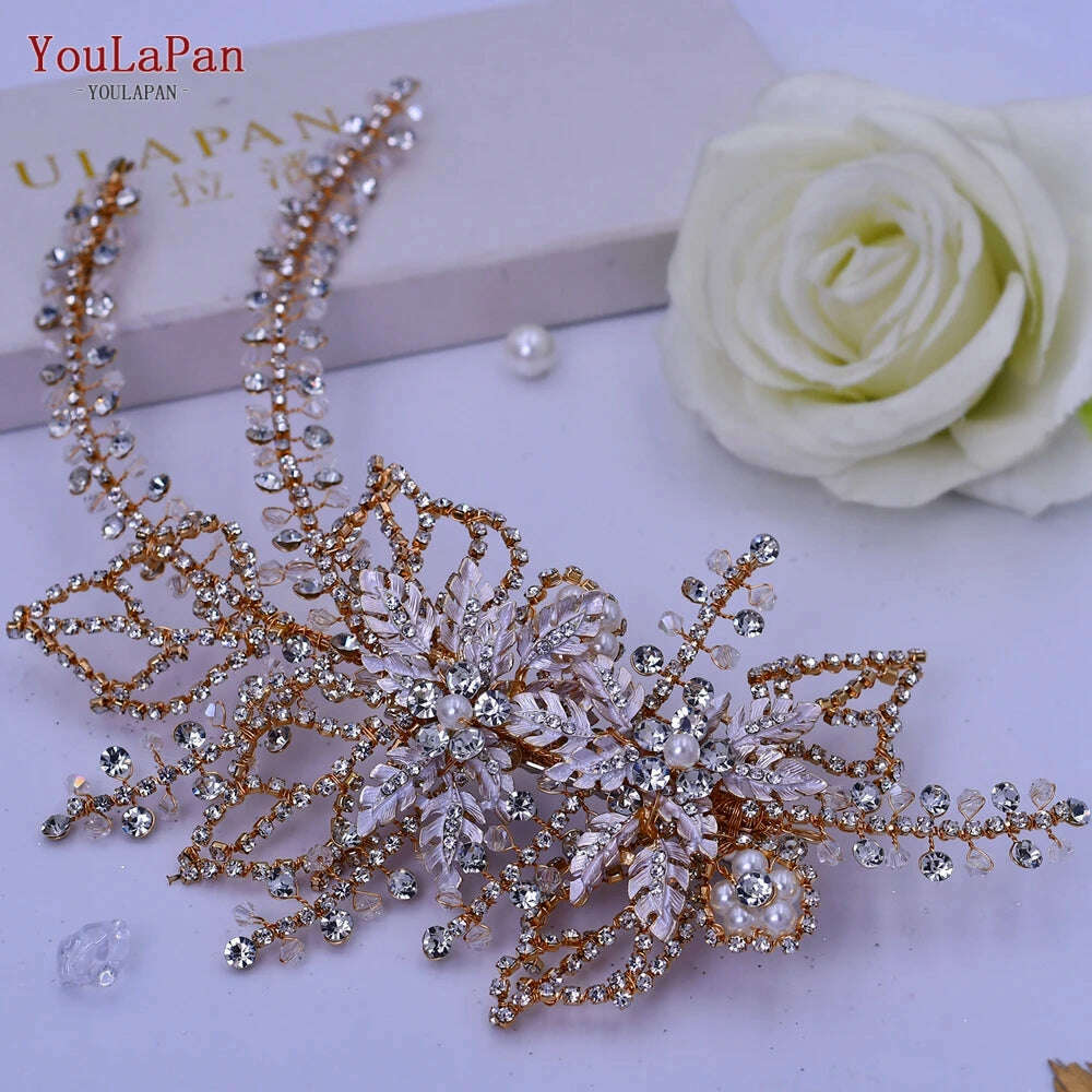 YouLaPan Alloy Flower Bridal Hair Accessories Wedding Hair Clips Rhinestone Side Hairpin Women Crystal Wedding Headdress HP254