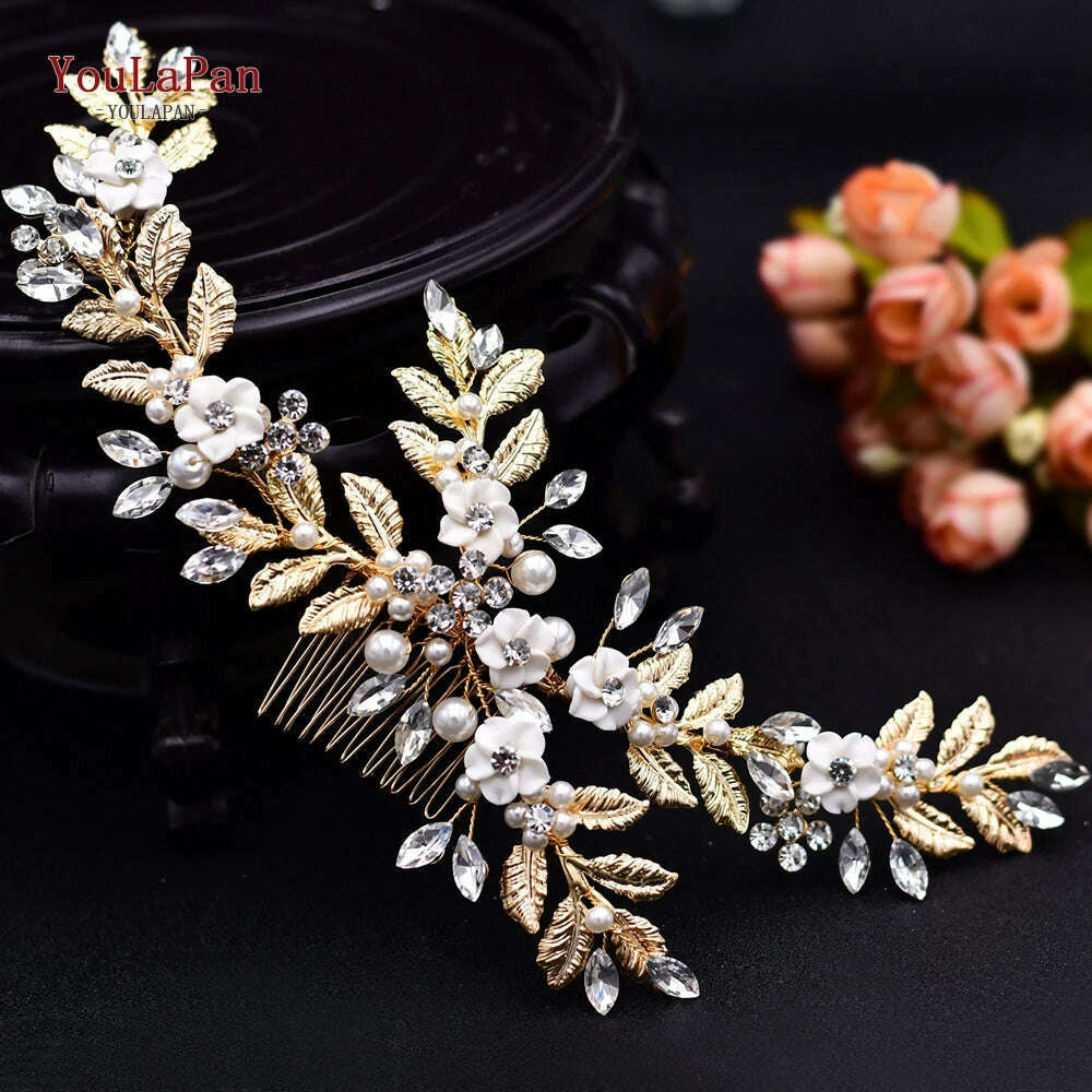 YouLaPan Alloy Flower Bridal Hair Accessories Wedding Hair Clips Rhinestone Side Hairpin Women Crystal Wedding Headdress HP254