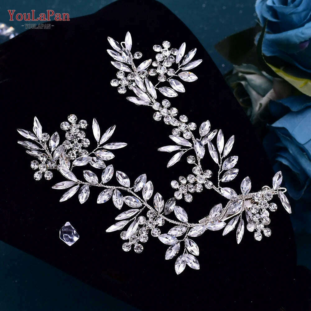 YouLaPan Alloy Flower Bridal Hair Accessories Wedding Hair Clips Rhinestone Side Hairpin Women Crystal Wedding Headdress HP254