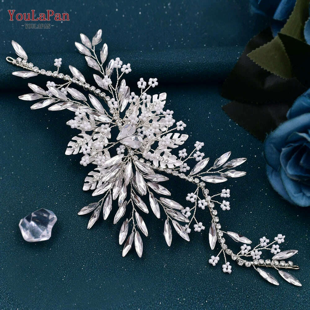 YouLaPan Alloy Flower Bridal Hair Accessories Wedding Hair Clips Rhinestone Side Hairpin Women Crystal Wedding Headdress HP254