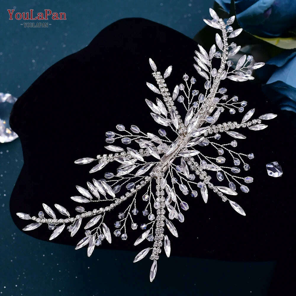 YouLaPan Alloy Flower Bridal Hair Accessories Wedding Hair Clips Rhinestone Side Hairpin Women Crystal Wedding Headdress HP254