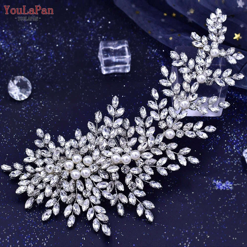 YouLaPan Alloy Flower Bridal Hair Accessories Wedding Hair Clips Rhinestone Side Hairpin Women Crystal Wedding Headdress HP254