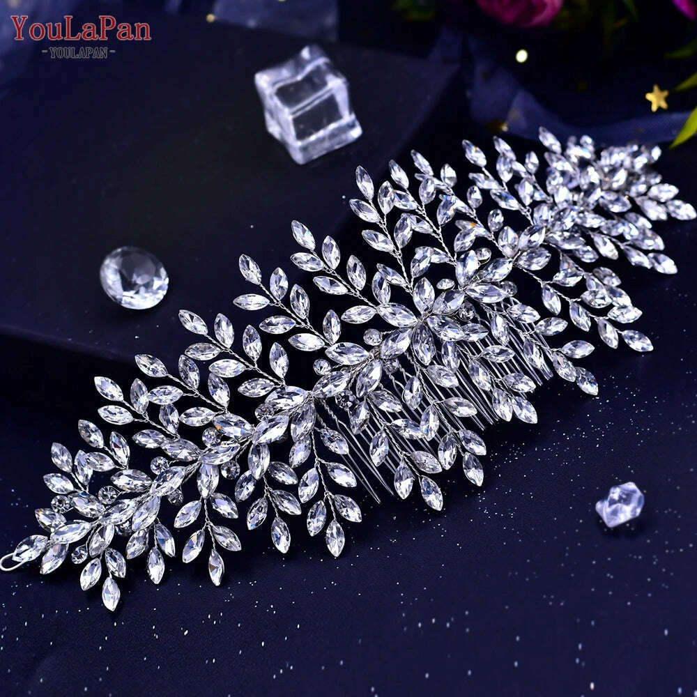 YouLaPan Alloy Flower Bridal Hair Accessories Wedding Hair Clips Rhinestone Side Hairpin Women Crystal Wedding Headdress HP254