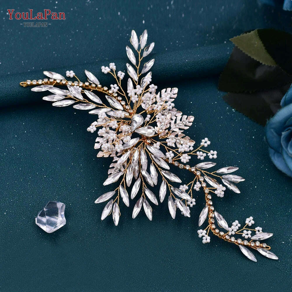 YouLaPan Alloy Flower Bridal Hair Accessories Wedding Hair Clips Rhinestone Side Hairpin Women Crystal Wedding Headdress HP254