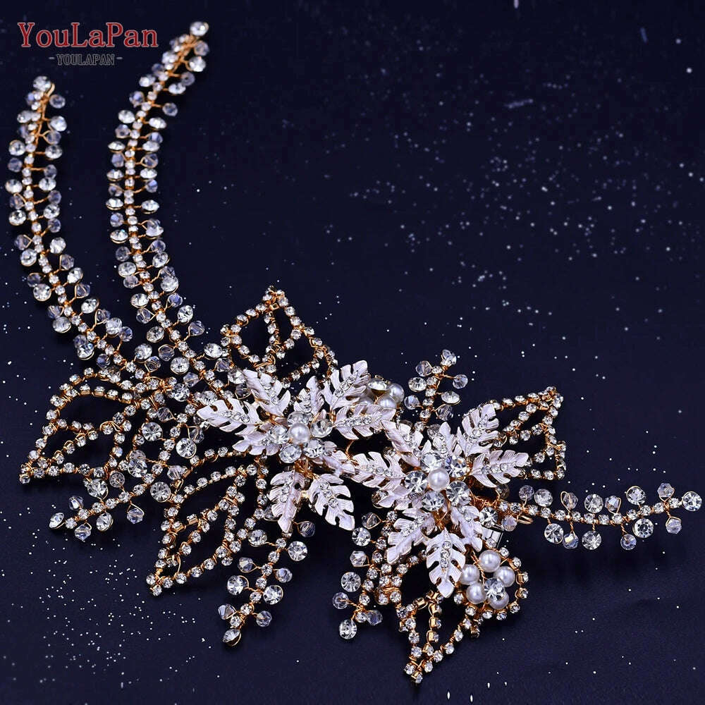 YouLaPan Alloy Flower Bridal Hair Accessories Wedding Hair Clips Rhinestone Side Hairpin Women Crystal Wedding Headdress HP254