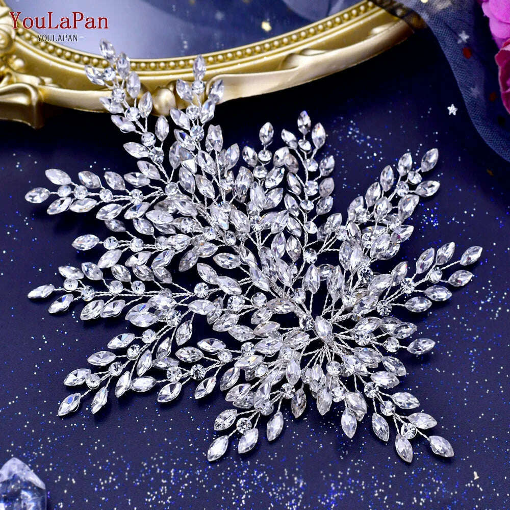 YouLaPan Bling Rhinestone Headband Wedding Bridesmaid Headwear Women Fashion Hair Accessories Handmade Bride Tiara HP438