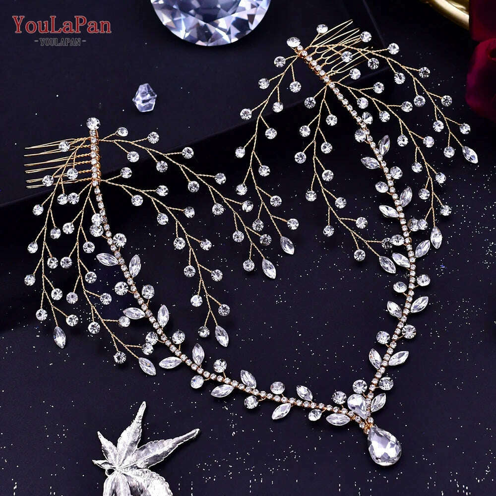 YouLaPan Bling Rhinestone Headband Wedding Bridesmaid Headwear Women Fashion Hair Accessories Handmade Bride Tiara HP438