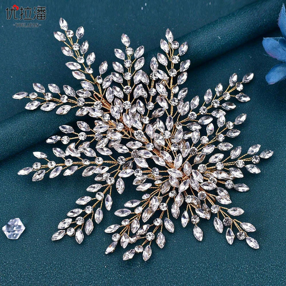 YouLaPan Bling Rhinestone Headband Wedding Bridesmaid Headwear Women Fashion Hair Accessories Handmade Bride Tiara HP438