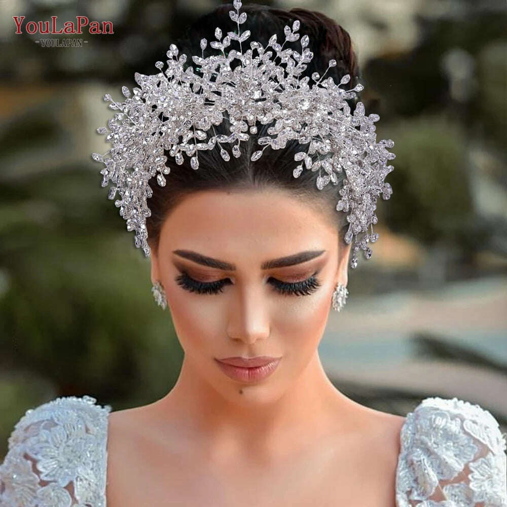 YouLaPan Bride Exquisite Headband Tiara Full Rhinestone Bridesmaid Hair Band Women Fashion Headwear Wedding Accessories HP385