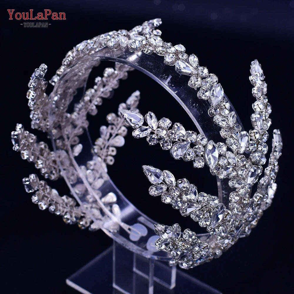 YouLaPan HP282 Wedding Headband Alloy Flower Leaf Hair Tiara Rhinestone Headpiece Bridal Headwear Hair Accessories Head Jewelry