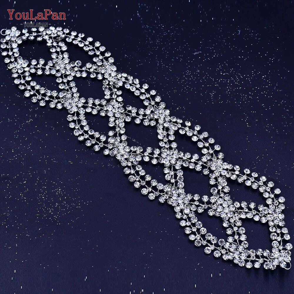 YouLaPan HP282 Wedding Headband Alloy Flower Leaf Hair Tiara Rhinestone Headpiece Bridal Headwear Hair Accessories Head Jewelry