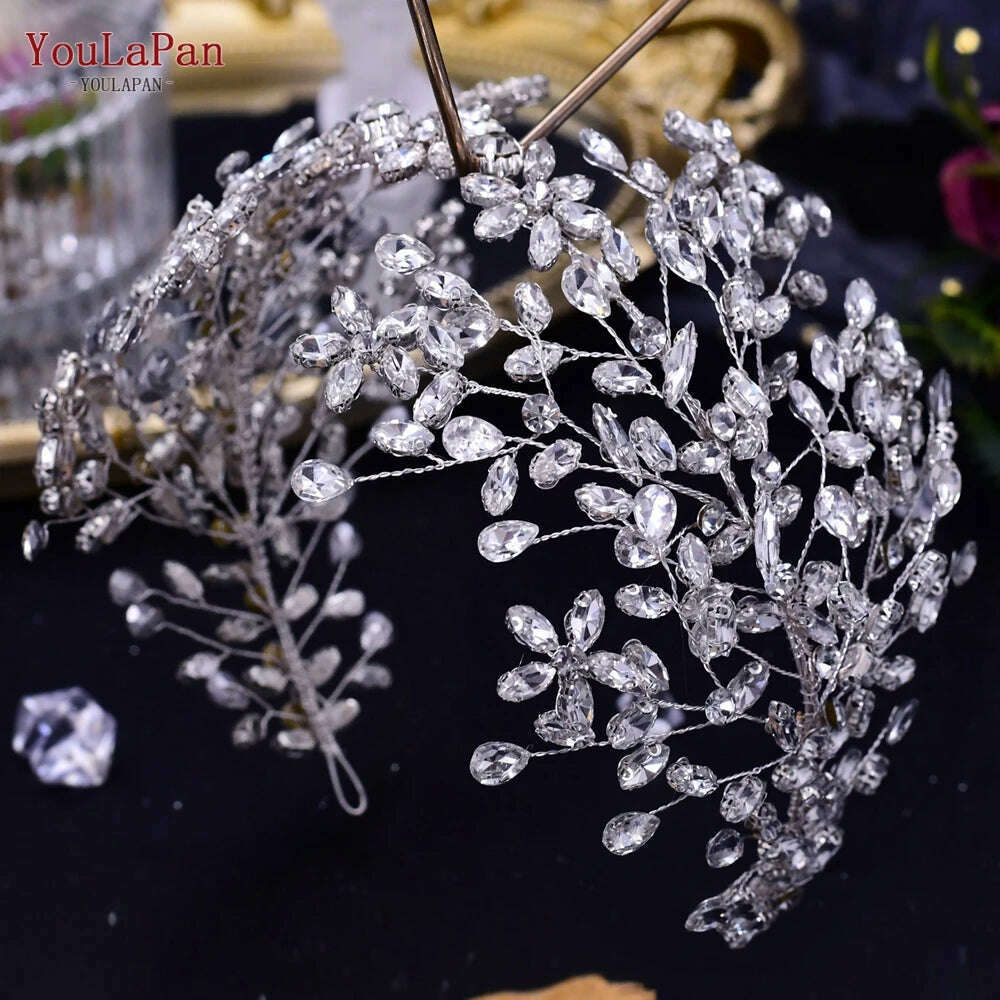 YouLaPan Luxury Rhinestone Bride Headband Woman Headpiece Wedding Hair Accessories Pageant Headdresse Wedding Tiara HP425