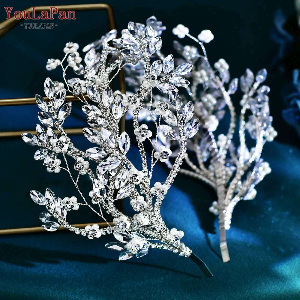 YouLaPan Luxury Rhinestone Bride Headband Woman Headpiece Wedding Hair Accessories Pageant Headdresse Wedding Tiara HP425