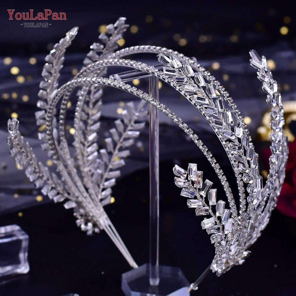YouLaPan Luxury Rhinestone Bride Headband Woman Headpiece Wedding Hair Accessories Pageant Headdresse Wedding Tiara HP425