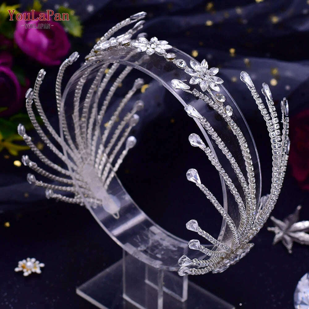YouLaPan Luxury Rhinestone Bride Headband Woman Headpiece Wedding Hair Accessories Pageant Headdresse Wedding Tiara HP425