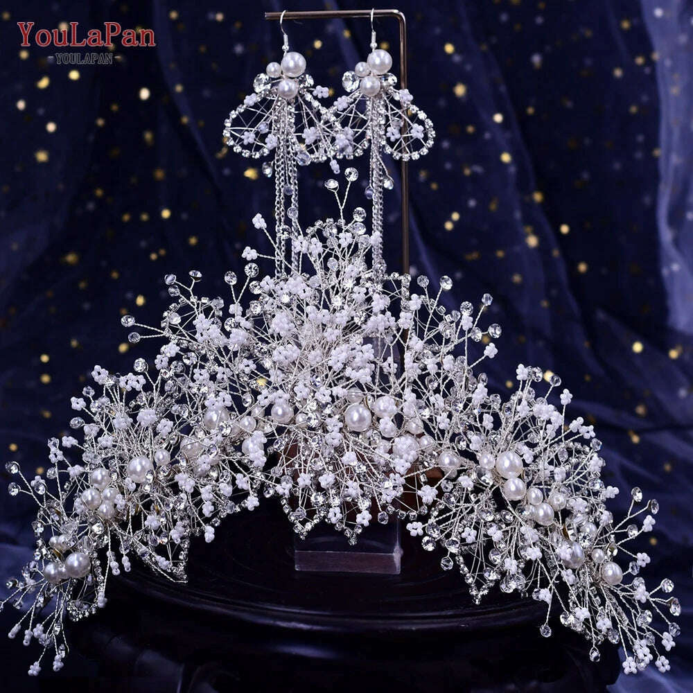 YouLaPan Trendy Bridal Hair Hoop Colorful Rhinestone Wedding Crown Handmade Bride Tiara Hair Accessories Woman Headband HP193P-C