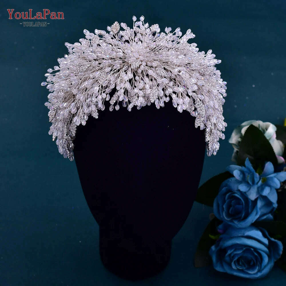 YouLaPan Trendy Bridal Hair Hoop Colorful Rhinestone Wedding Crown Handmade Bride Tiara Hair Accessories Woman Headband HP193P-C