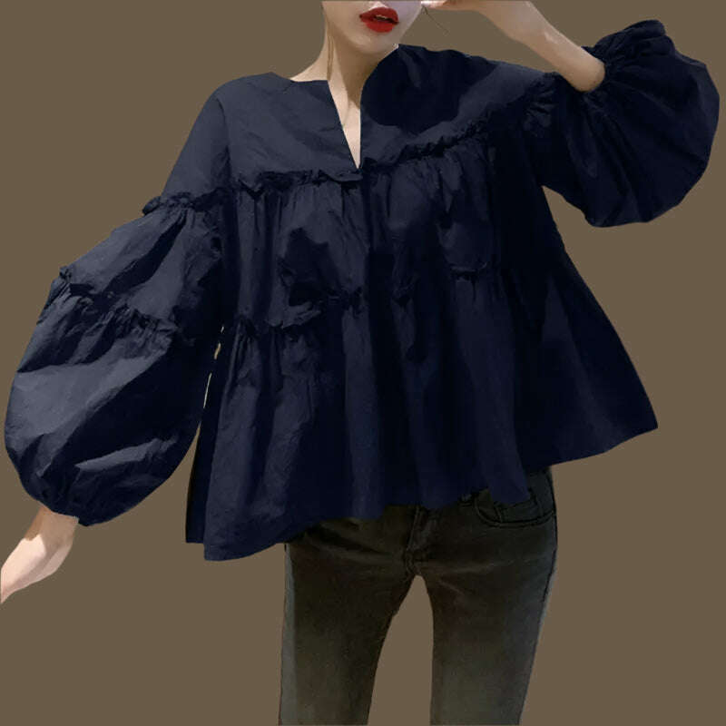 ZANZEA Fashion Women Long Puff Sleeve Blouse Autumn Spring Eelgant Shirt Ruffles Blusas Femininas Mujer Party Work Tops Tunic