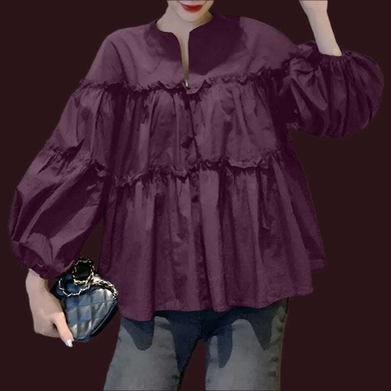 ZANZEA Fashion Women Long Puff Sleeve Blouse Autumn Spring Eelgant Shirt Ruffles Blusas Femininas Mujer Party Work Tops Tunic