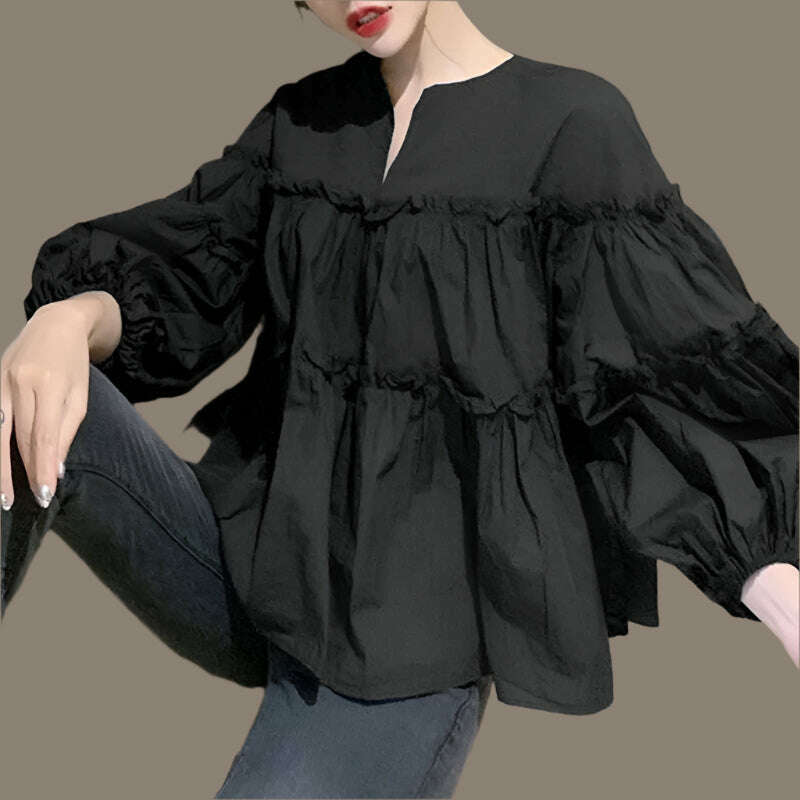 ZANZEA Fashion Women Long Puff Sleeve Blouse Autumn Spring Eelgant Shirt Ruffles Blusas Femininas Mujer Party Work Tops Tunic