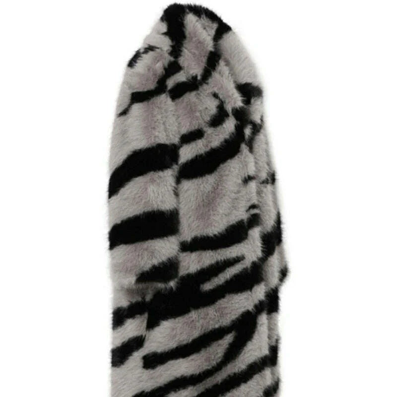 Zebra New Faux Fox Fur Coat Women Long 2024 Winter Imitation Wool Fur Jacket Thickened Warm Plush Overcoat Furry Fuzzy Outerwear