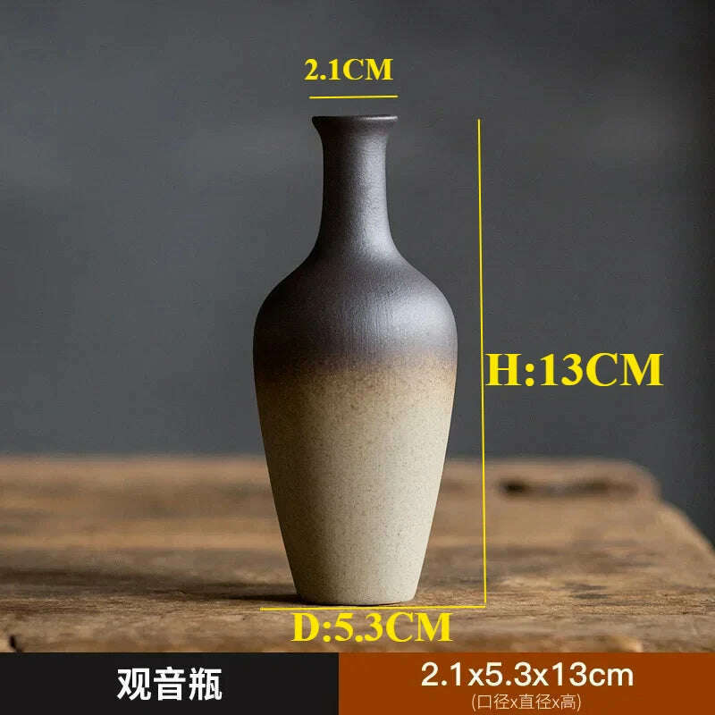 Zen Rough Pottery Tea Pet Ornaments Ceramic Vase Tea Table Decor Living Room Desktop Decoration Retro Tea Ceremony Accessories