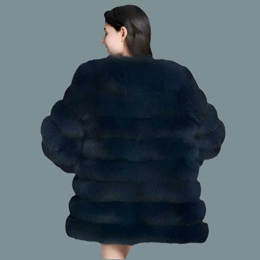 ZIRUNKING Real Blue Fox Fur Coat Women Natural Thick Long Overcoat Winter Warm High Quality Classic Fashion Clothes ZC1726