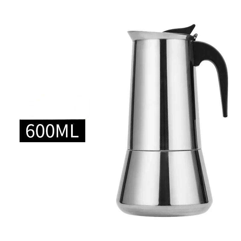 1-12 Cup 600ML Stovetop Moka Pot for Portable Coffee Maker,Stainless Steel Coffee Pot,Espresso Percolator Maker for Home Camping