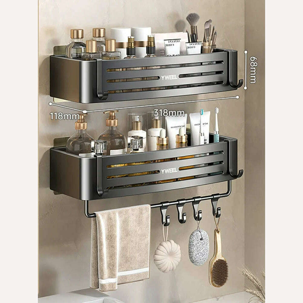 1-3 Floors Wall Mounted No Drill Bathroom Shelf Shower Shelf Makeup Organizer Shelf Shampoo Stand Bathroom Accessories