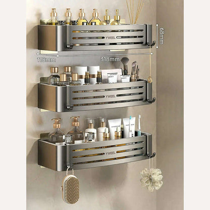 1-3 Floors Wall Mounted No Drill Bathroom Shelf Shower Shelf Makeup Organizer Shelf Shampoo Stand Bathroom Accessories