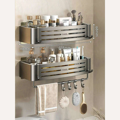 1-3 Floors Wall Mounted No Drill Bathroom Shelf Shower Shelf Makeup Organizer Shelf Shampoo Stand Bathroom Accessories