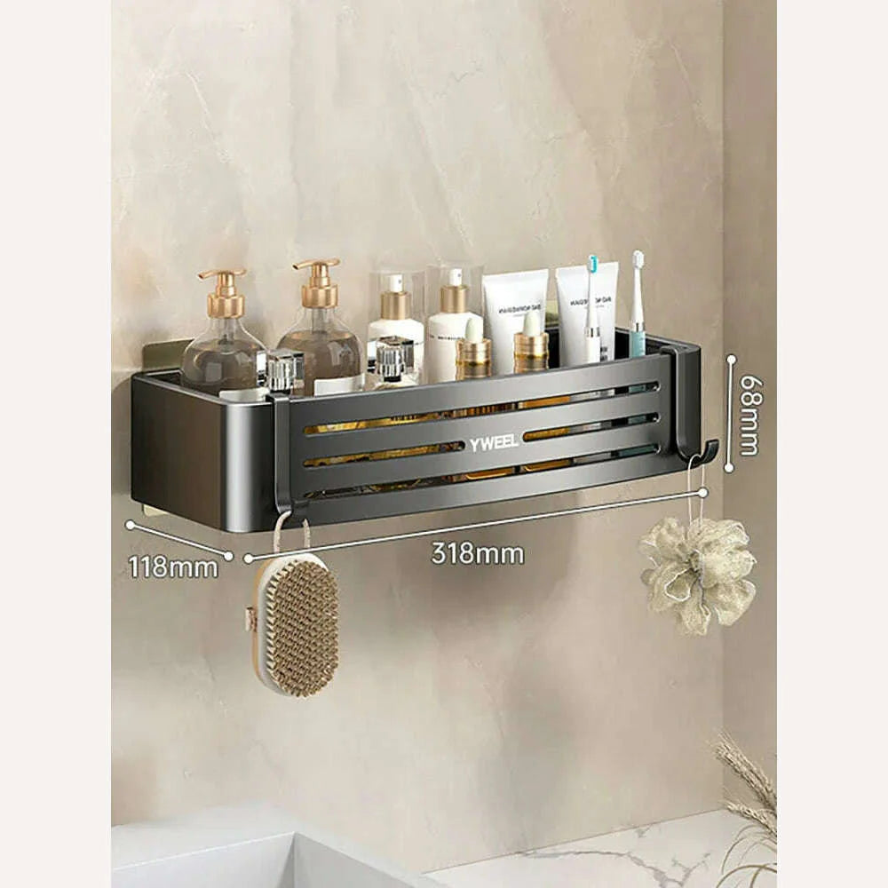 1-3 Floors Wall Mounted No Drill Bathroom Shelf Shower Shelf Makeup Organizer Shelf Shampoo Stand Bathroom Accessories