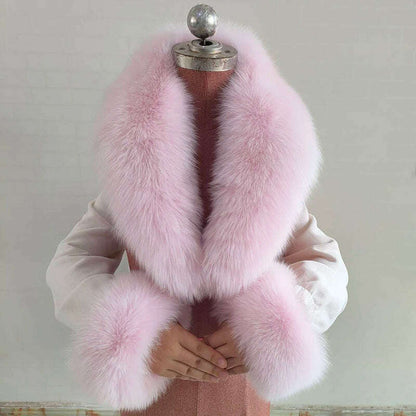 100% Natural Fox Fur Scarf And Cuff Set Women Winter Jacket Fur Collar Authentic Neck Scarves Luxury Fox Fur Warm Neck Warmers