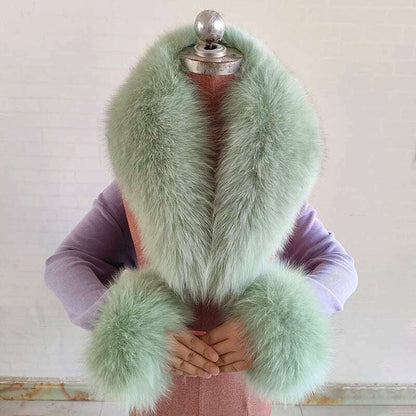 100% Natural Fox Fur Scarf And Cuff Set Women Winter Jacket Fur Collar Authentic Neck Scarves Luxury Fox Fur Warm Neck Warmers
