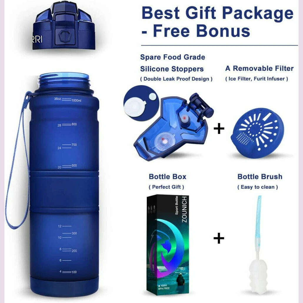 1000ML Water Bottles Protein Shaker Large Capacity Portable Plastic Sport Drinking Bottle Tritan BPA Free With Filter Screen