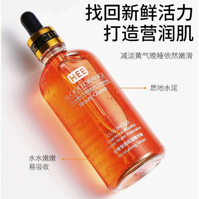 100ml Blood Orange Vitamin C Facial Essence Revitalizing Moisturizing Lifting Firming Brightening Skin Tone Nicotinamide Serum