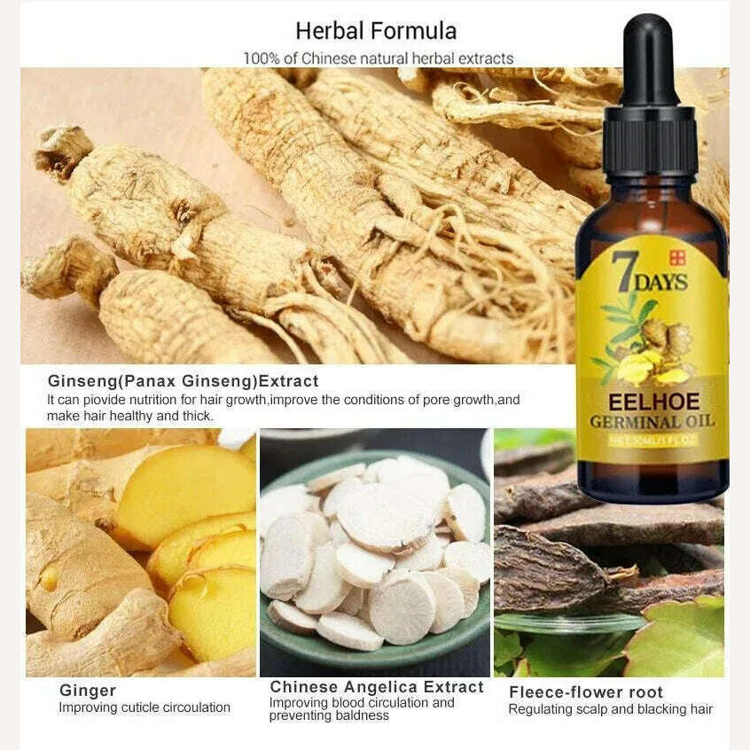 10/20/40ml Hair Growth Serum Oil Dense Regrowth Ginger Hair Care Repair Liquid Essential Anti Loss for Women Men Hair Care