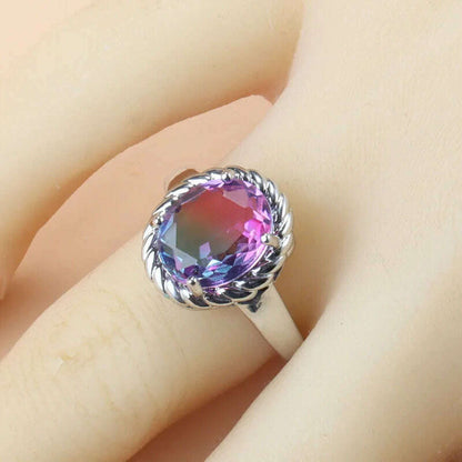 13-Colors Stone 925 Silver Bridal Jewelry Sets Wedding Ring Costume Earrings Pendant Chain Necklace For Women Christmas Gift