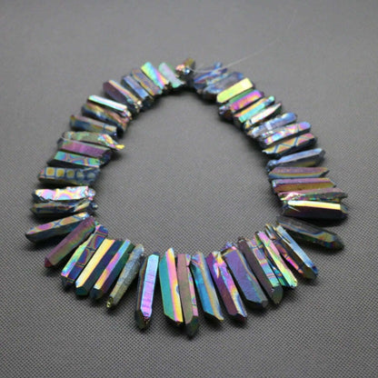 15.5" strand Titanium Rainbow AB Crystal Quartz Top Drilled Point Beads Mixed Color Raw Crystal Stick Pendants Jewelry Making