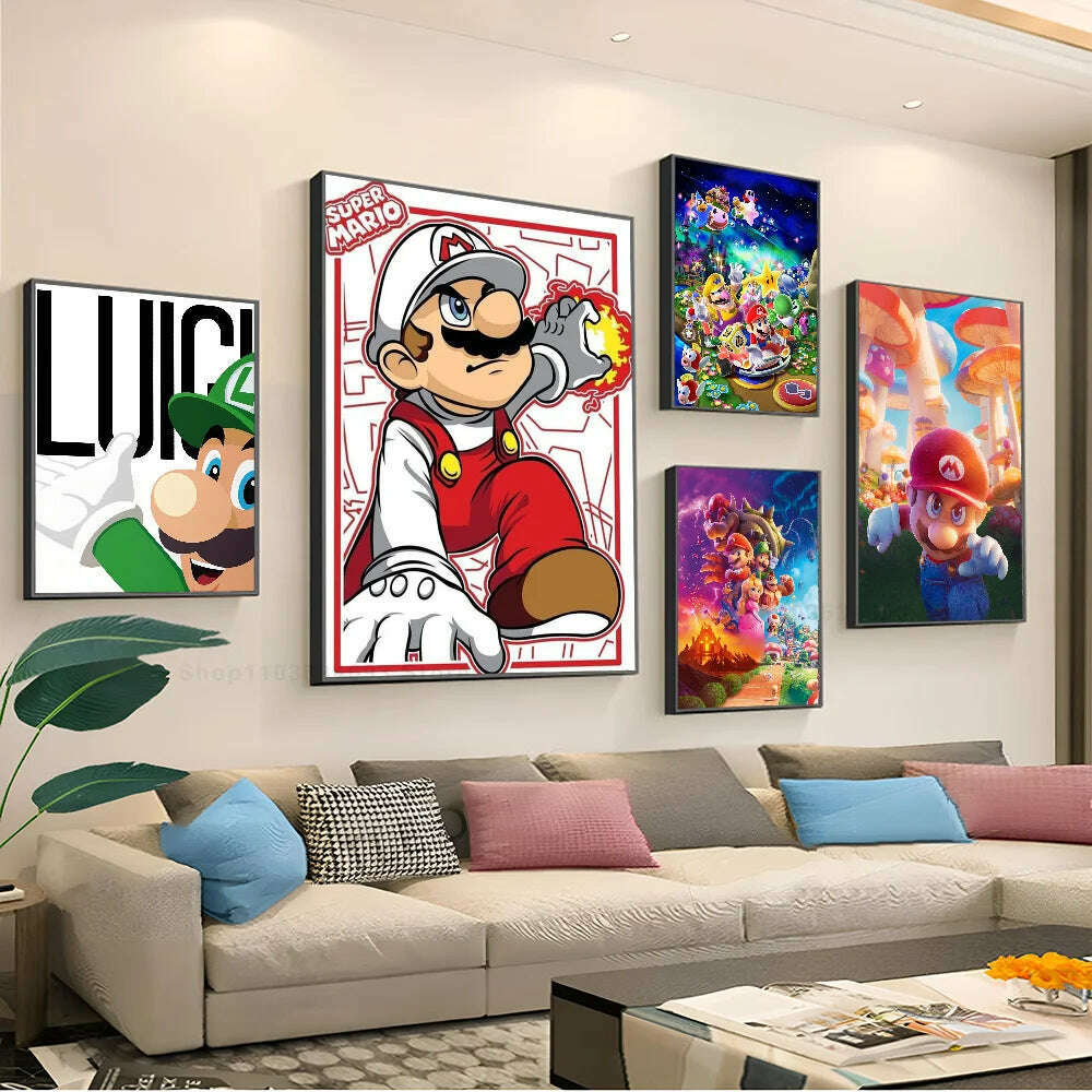 1pc Anime Game Plumber Uncle Mushroom M-Marios Poster Stickers Art Wall Murals Decor Game