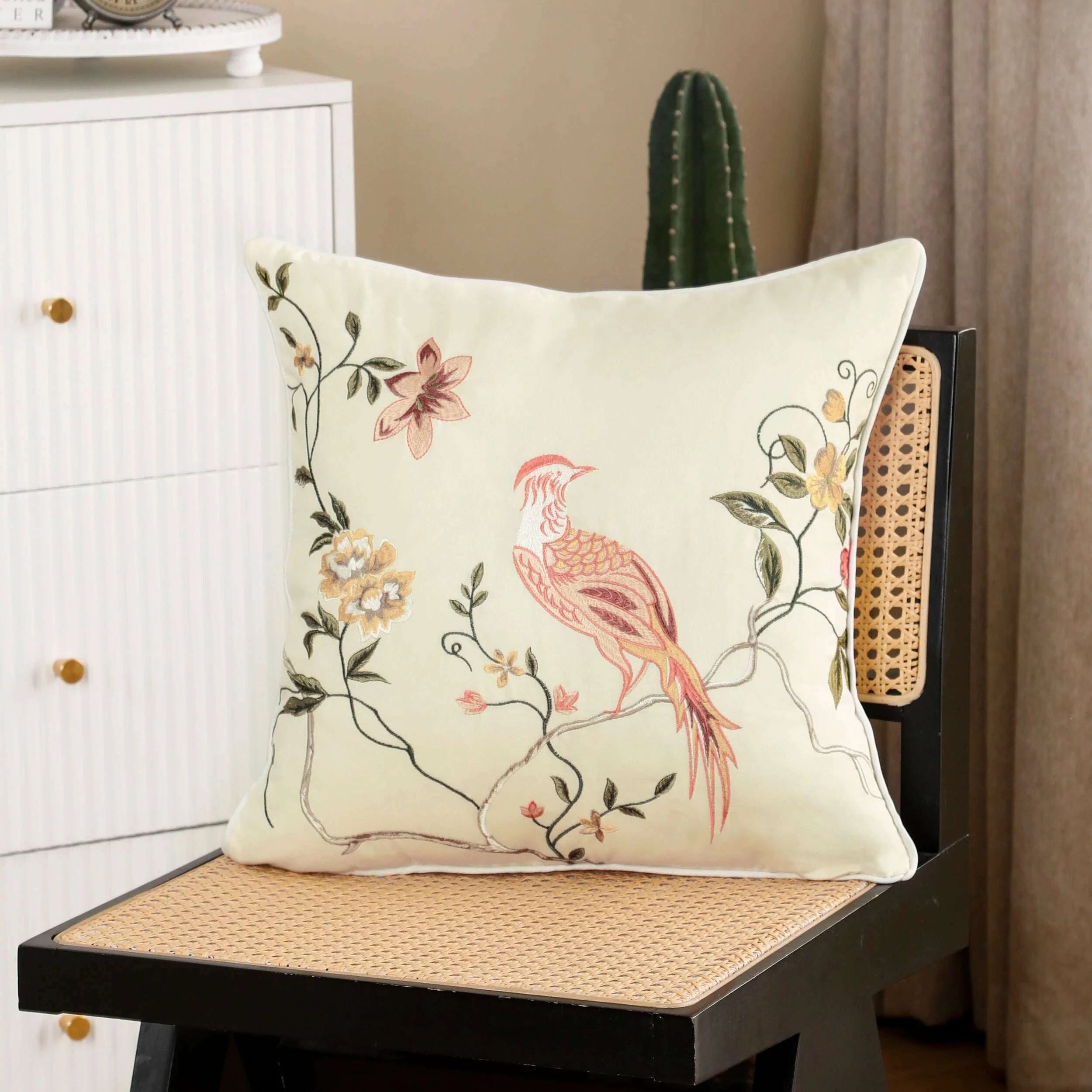1Pc Decorative Pillowcase Flowers Embroidered Throw Pillow Covers Farmhouse Cotton Pillow Cushion Cases Home Decor
