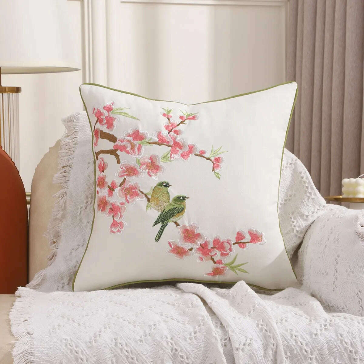 1Pc Decorative Pillowcase Flowers Embroidered Throw Pillow Covers Farmhouse Cotton Pillow Cushion Cases Home Decor