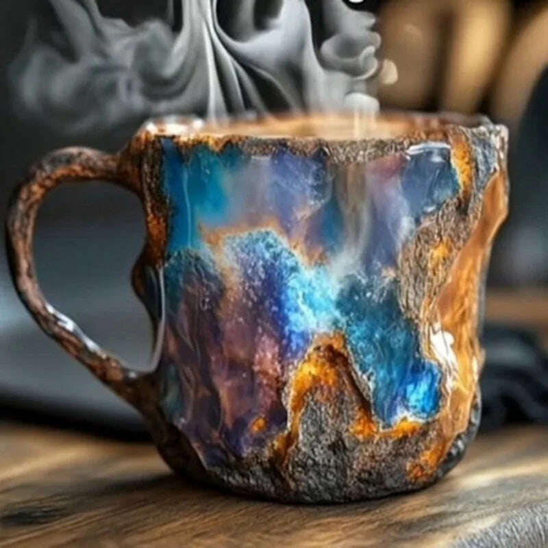 1PC Multi-Colored Mineral Crystal Coffee Mug，Natural Mineral Crystal Mug， Colorful Crystal Christmas Mugs,Christmas Gift New