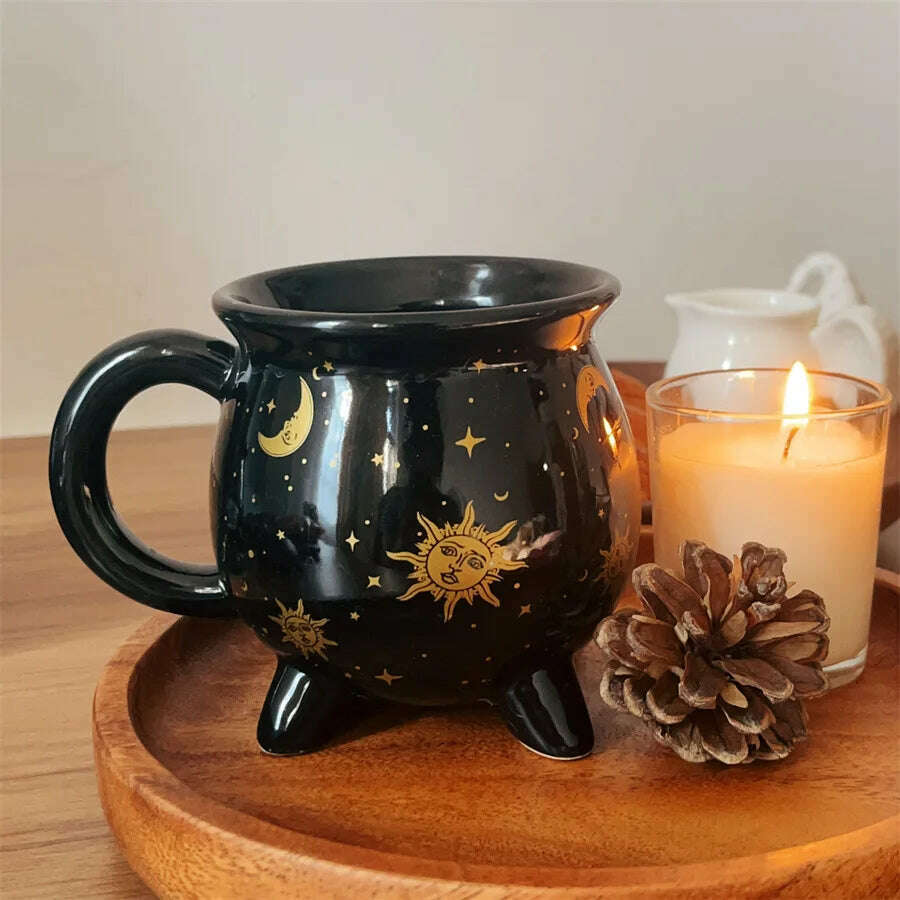 1pc New Halloween Witches Cauldron Mug Ceramic Witch Mug Gothic Mug Witch Cup for Banquet Festival Halloween Decoration Gifts