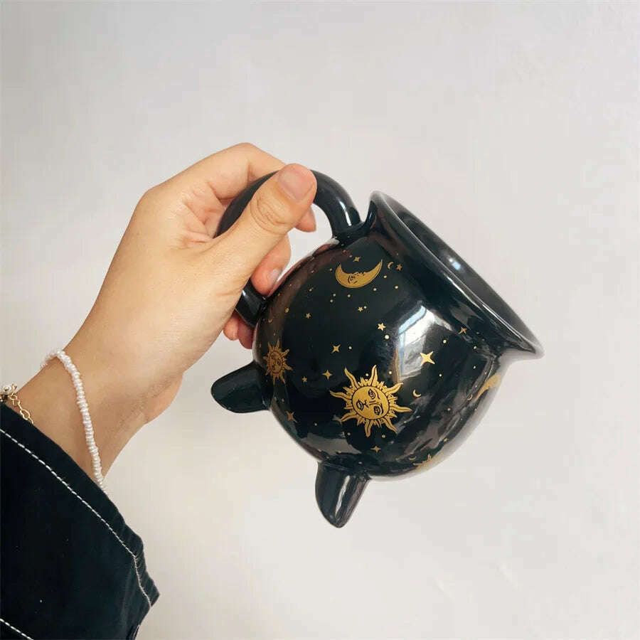 1pc New Halloween Witches Cauldron Mug Ceramic Witch Mug Gothic Mug Witch Cup for Banquet Festival Halloween Decoration Gifts
