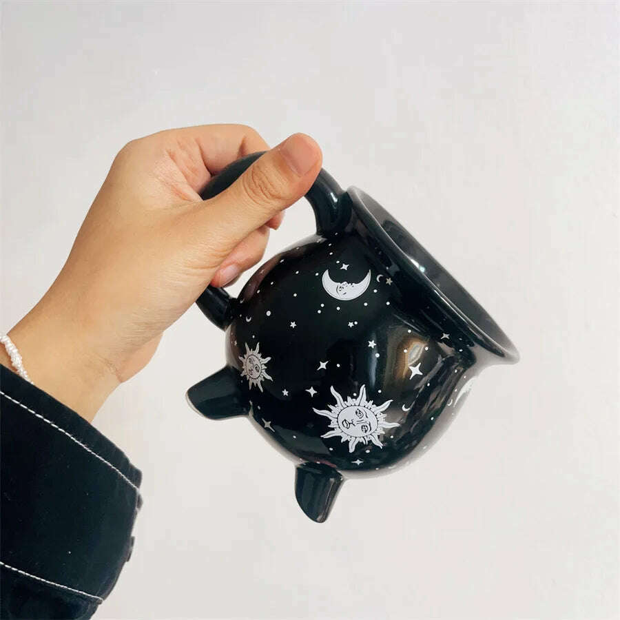 1pc New Halloween Witches Cauldron Mug Ceramic Witch Mug Gothic Mug Witch Cup for Banquet Festival Halloween Decoration Gifts