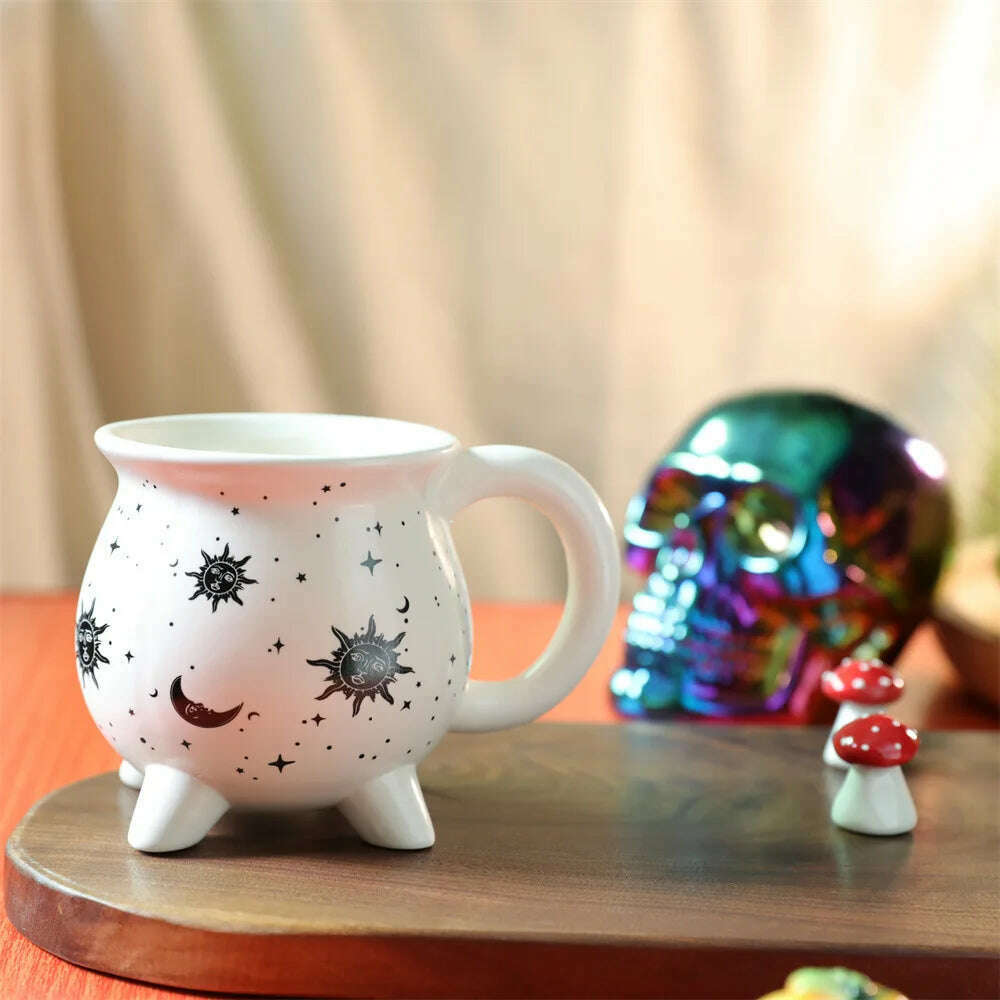 1pc New Halloween Witches Cauldron Mug Ceramic Witch Mug Gothic Mug Witch Cup for Banquet Festival Halloween Decoration Gifts
