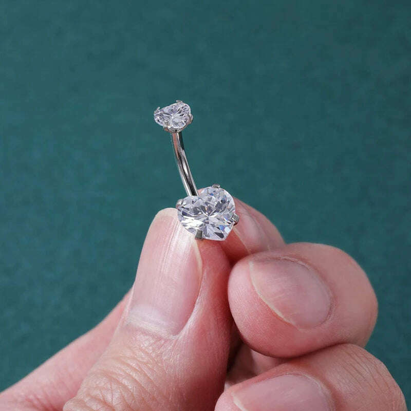 1PC Surgical Steel Belly Button Rings Crystal Piercing Navel Heart Style Navel Piercing Earring Belly Piercings Ombligo Jewelry